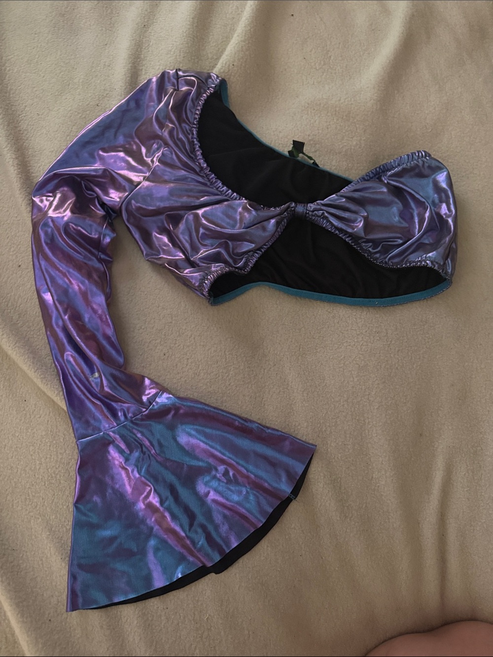 Iridescent Purple One-Sleeve Bandeau Top